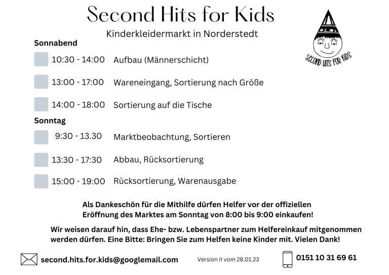 Helferschichten für Second Hits for Kids